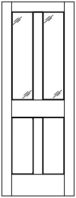 Interior - 2 Lite over 2 Panel Flat - Half Lite - Woodport Doors