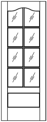 Interior - 8 Lite French Eyebrow over 1 Panel Flat - Woodport Doors