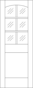 Interior - 6 Lite French Arch over 1 Panel Flat - Half Lite
