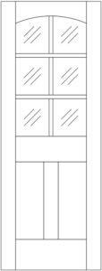 Interior - 6 Lite French Arch over 2 Panel Flat - Half Lite