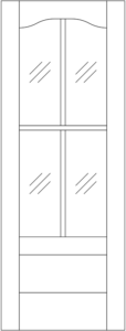 Interior -  4 Lite French Eyebrow over 1 Panel Flat