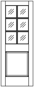 Interior - 6 Lite over 1 Panel  Raised - Half Lite